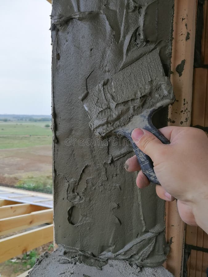 Male Hand Holding Taping Knife in Constructions Stock Photo Image of