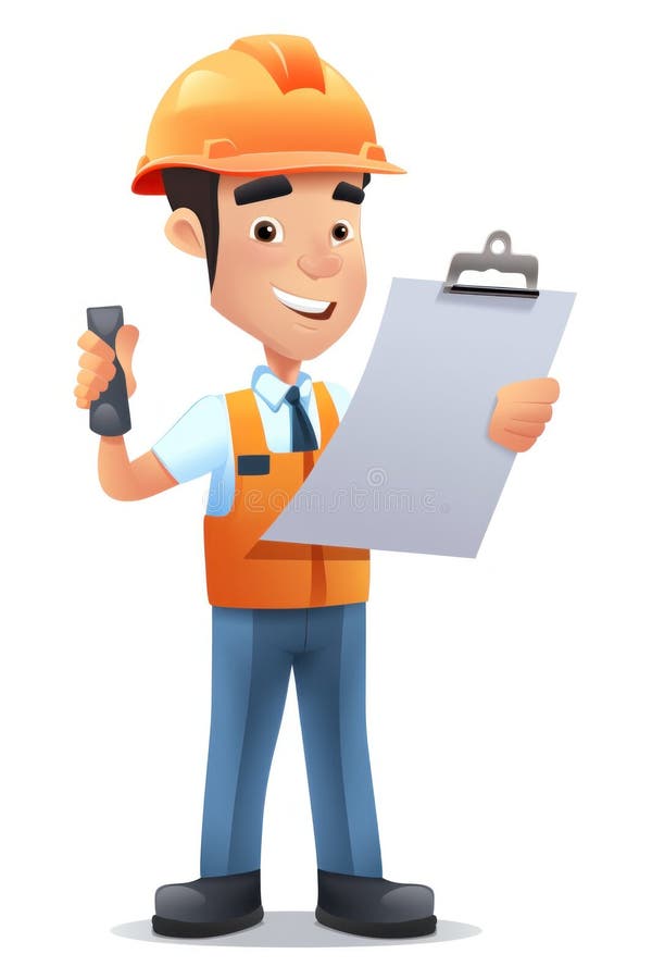 A Construction Worker Holding a Clipboard and a Clipboard. Generative