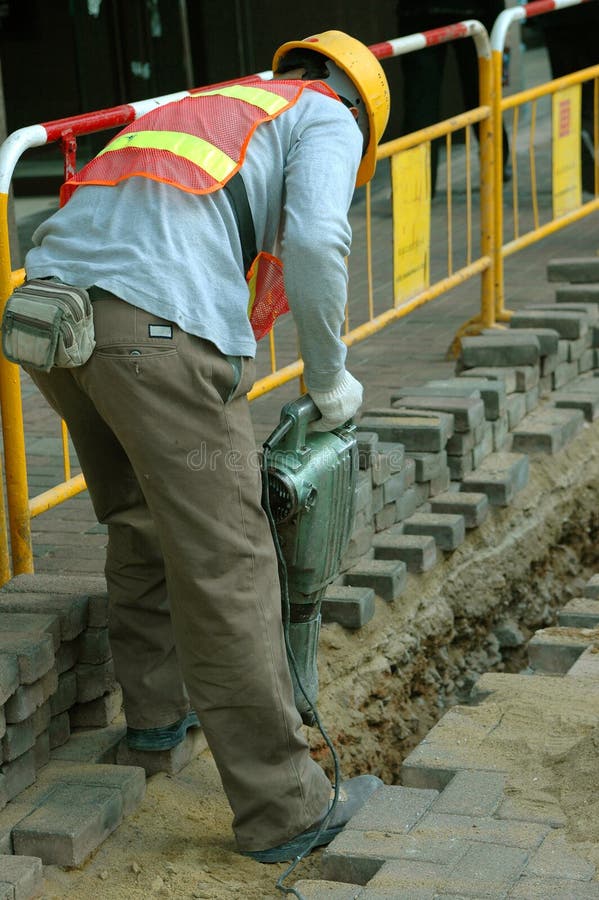 Construction Worker with Jack Hammer Stock Photo Image of tools