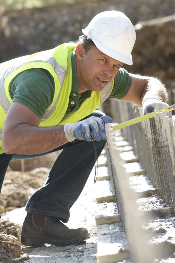 Construction Worker Laying Foundations Stock Photo Image of hard