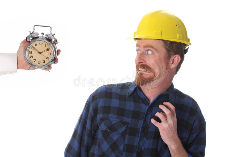 Construction worker looking at his watch