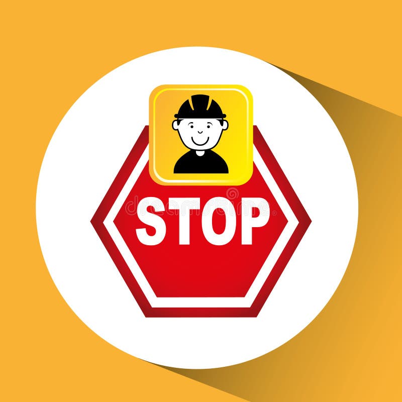 Construction worker sign stop graphic royalty free illustration