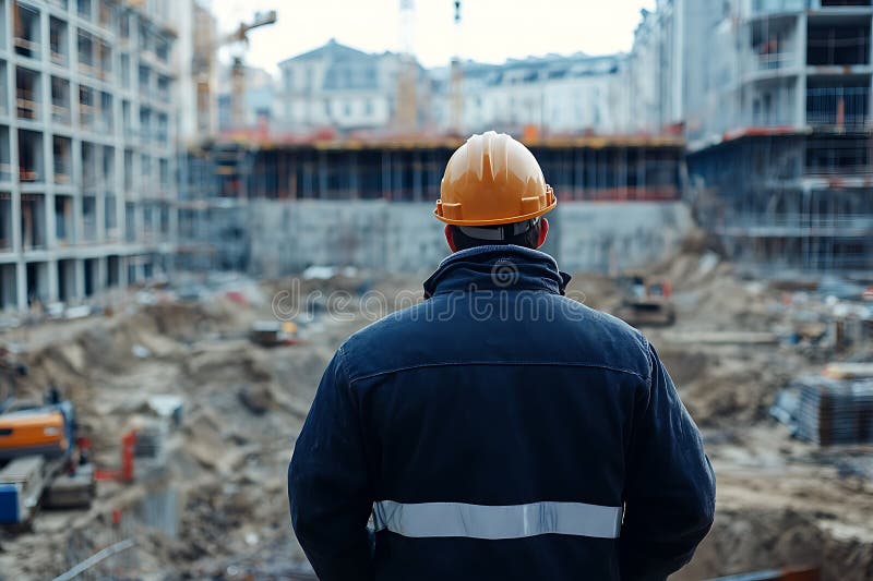 Construction worker on site vector illustration