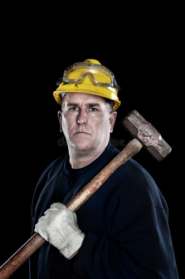 Serious Tough Construction Worker Stock Photo Image of expressing