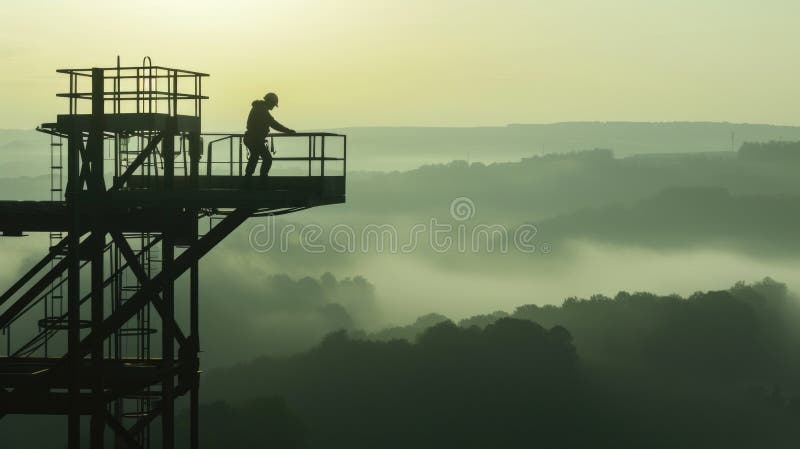 Construction Worker Inspecting Site AIG41 stock photo