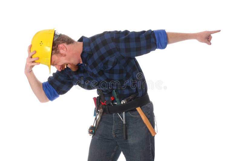 Construction worker tittering