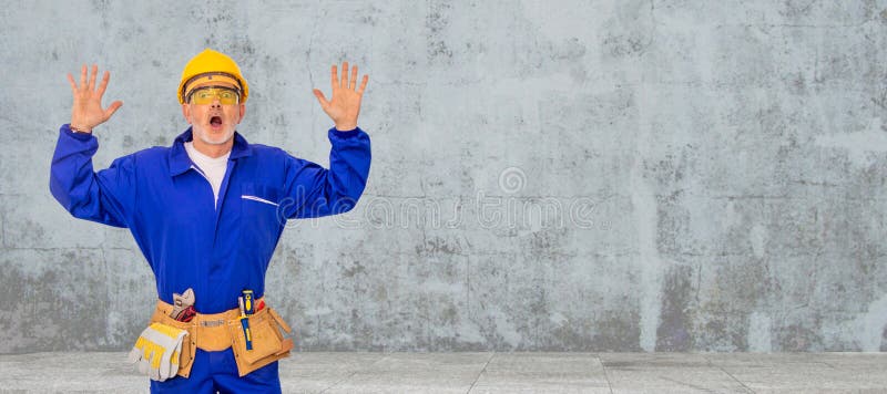 Construction Worker or Worker with Tools Isolated Stock Photo Image