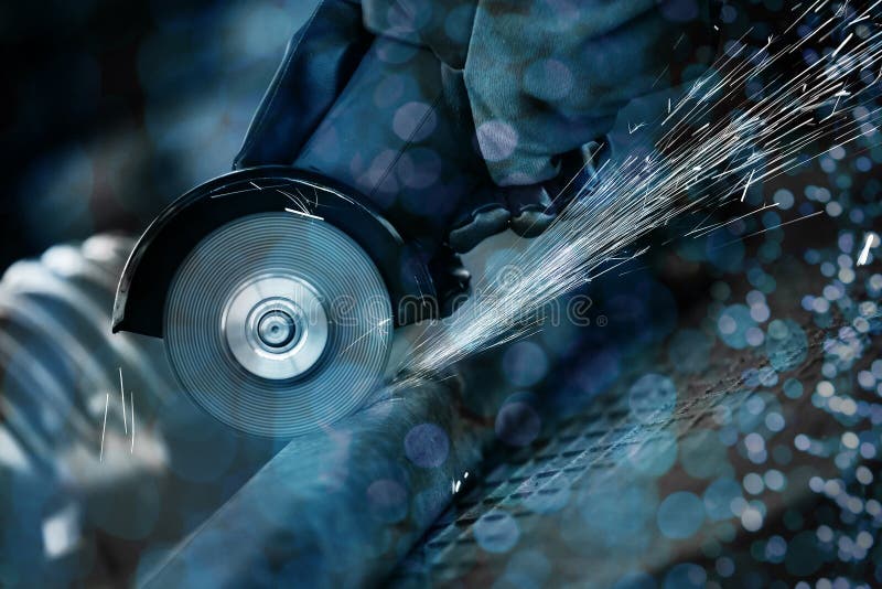 Angle Grinder Cutting Steel Stock Image Image of heavy, person 194998795