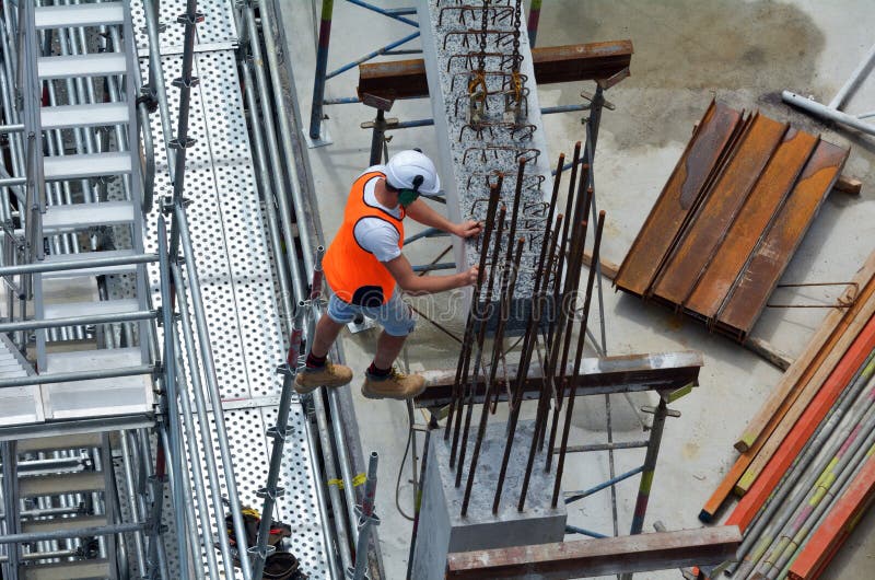 Construction worker work in a construction site stock photo