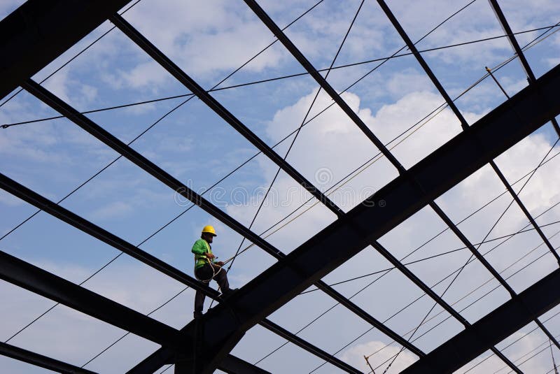 A construction worker worked on the roof top