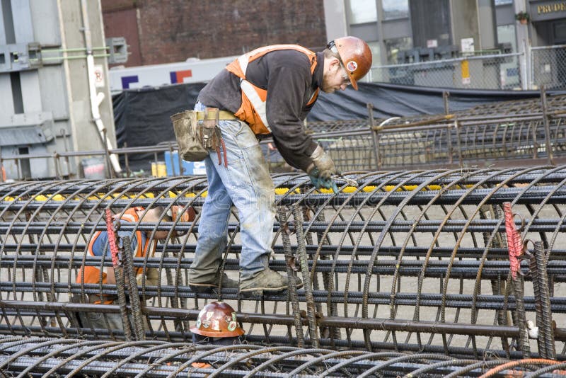 Construction workers working hard