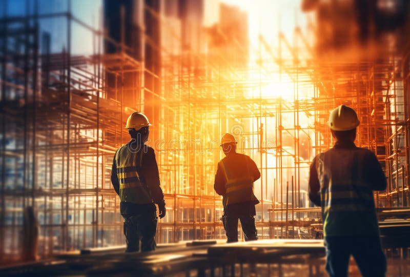 Construction Works, Structural Engineer, Foreman Worker, Stock Photo