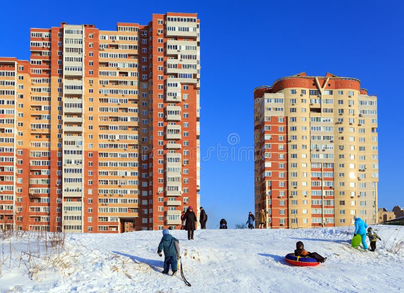 Constructions résidentielles neuves Balashikha, région de Moscou, Russie images stock Constructions résidentielles neuves Balashikha, région de Moscou, Russie images stock