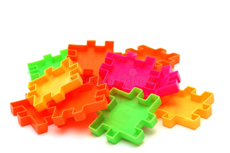 Heap of bright colorful constructor details for children