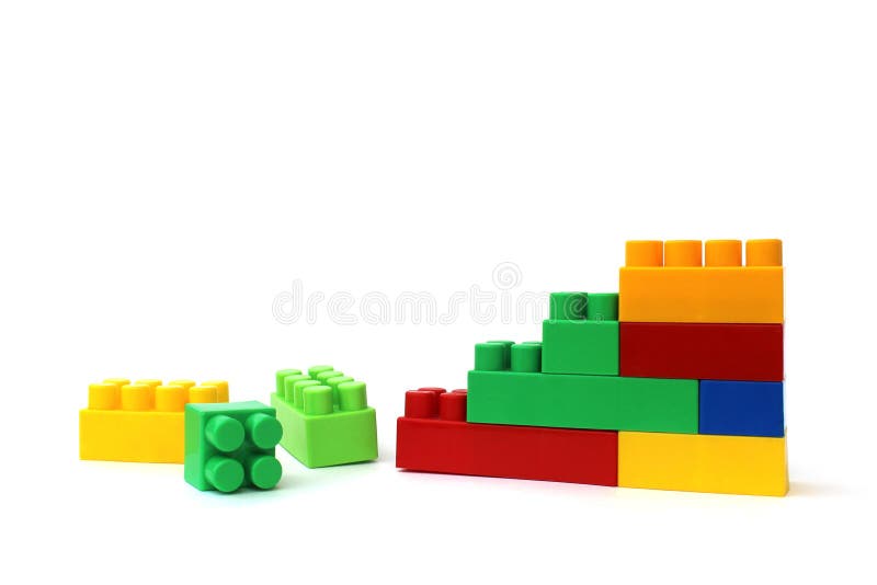 Children`s bright plastic construction set for construction site games