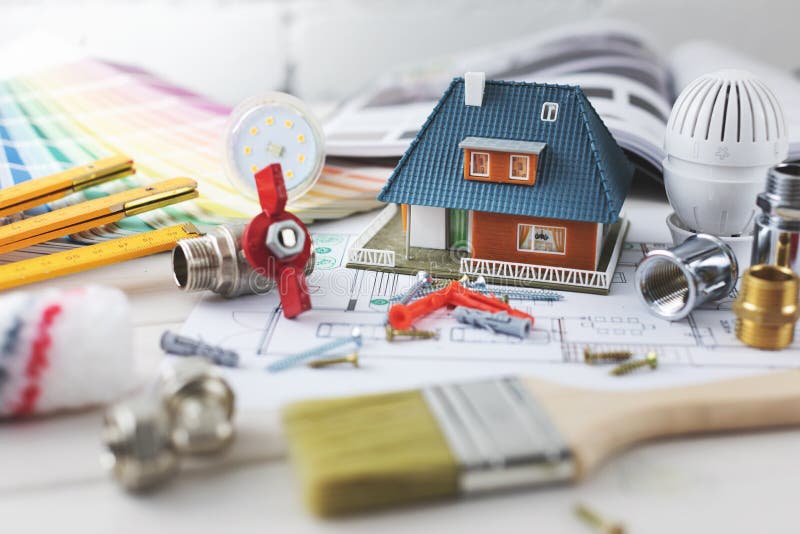 Construcții și reparații de locuințe și elemente de proiectare stock photos