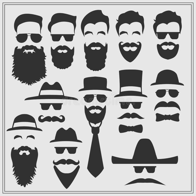 Construtor com vidros, as barbas, os bigodes, os laços e laços diferentes ilustração royalty free Construtor com vidros, as barbas, os bigodes, os laços e laços diferentes ilustração royalty free