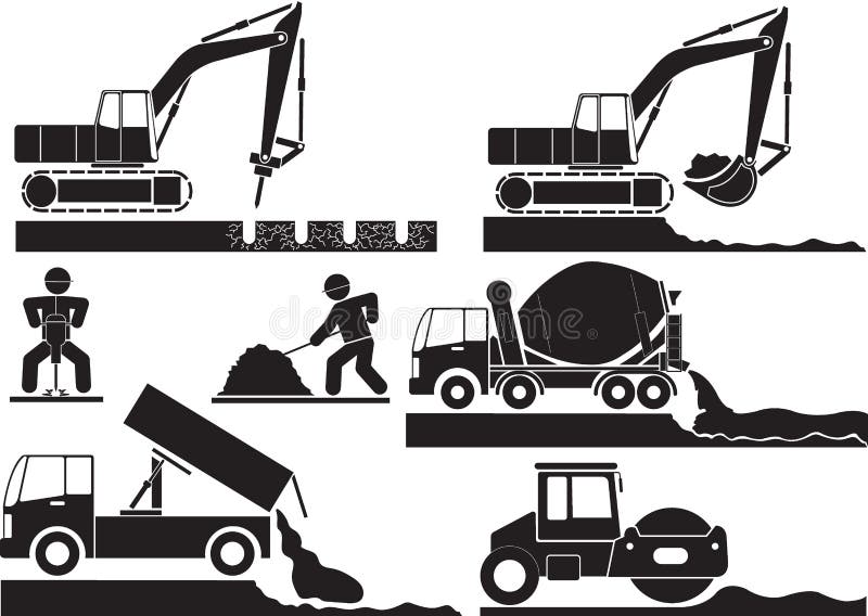 Construção de estradas ilustração stock Construção de estradas ilustração stock