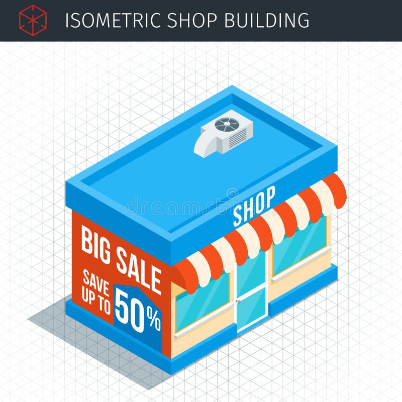 Construção de loja isométrica ilustração royalty free Construção de loja isométrica ilustração royalty free