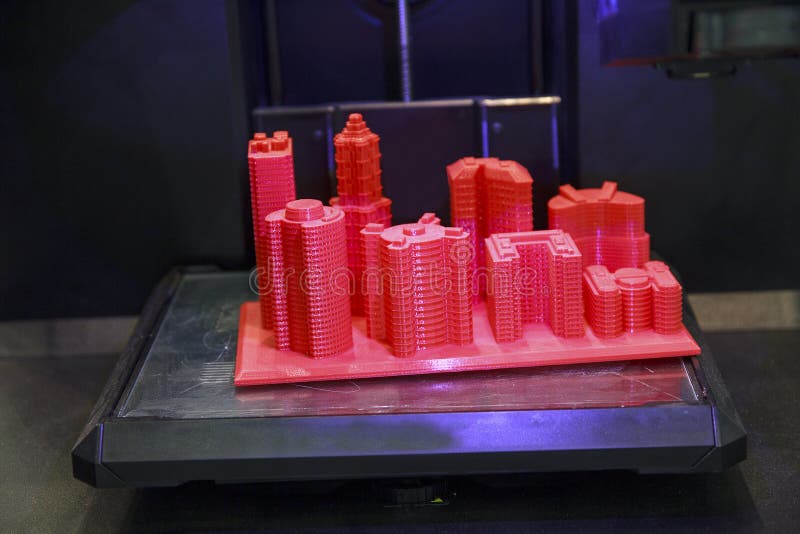 Construção futurista da disposição feita pela impressão 3D imagens de stock Construção futurista da disposição feita pela impressão 3D imagens de stock