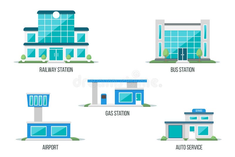 Construções do transporte ajustadas ilustração royalty free Construções do transporte ajustadas ilustração royalty free