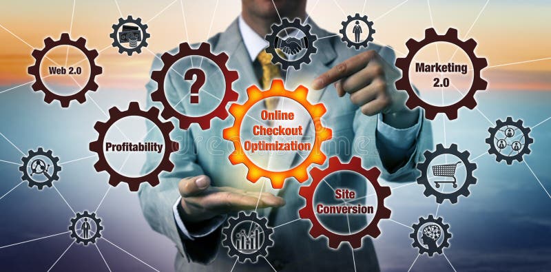 Consultant Initiating Online Checkout Optimization vector illustration