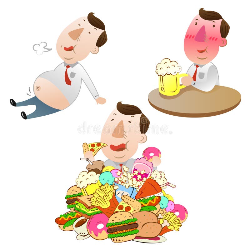 Consumición gorda del hombre de negocios ilustración del vector