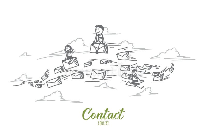 Contact concept. Hand drawn isolated vector royalty free illustration
