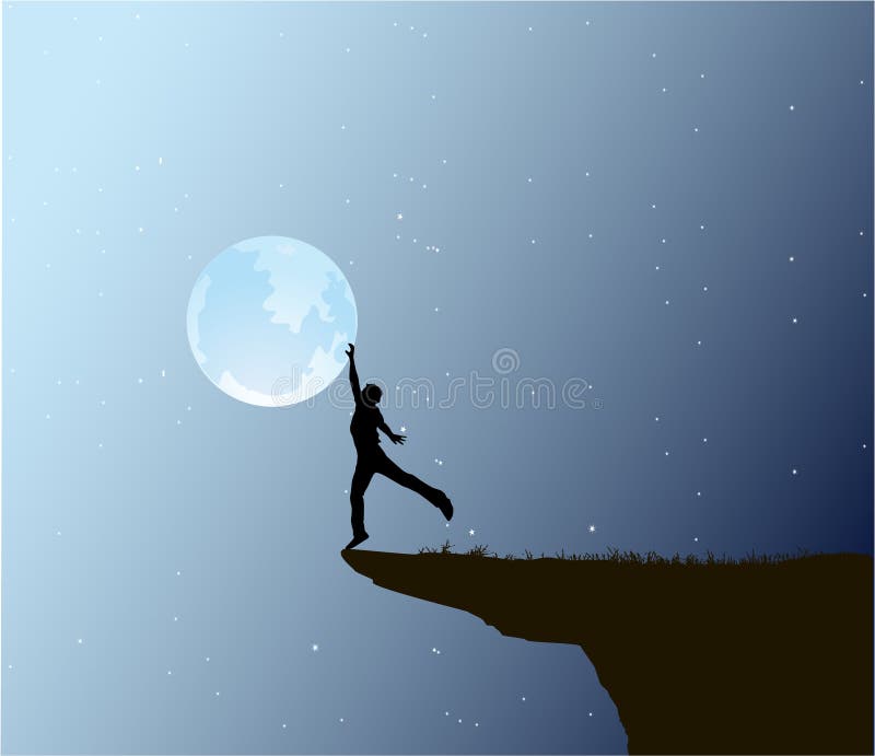 Contact d'homme la lune illustration stock Contact d'homme la lune illustration stock