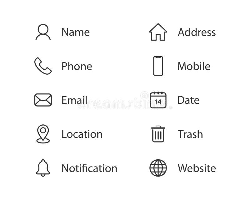 Contact information icons. Set contact us icon simple line style. Website icon set, Web icon Set. royalty free illustration