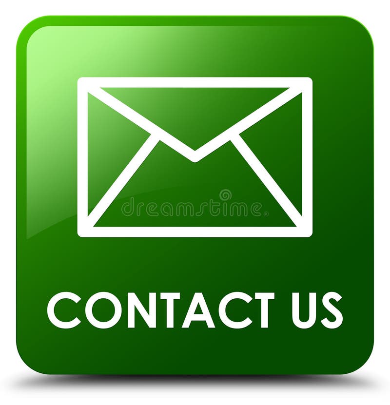 Contact us (email icon) green square button stock illustration Contact us (email icon) green square button stock illustration