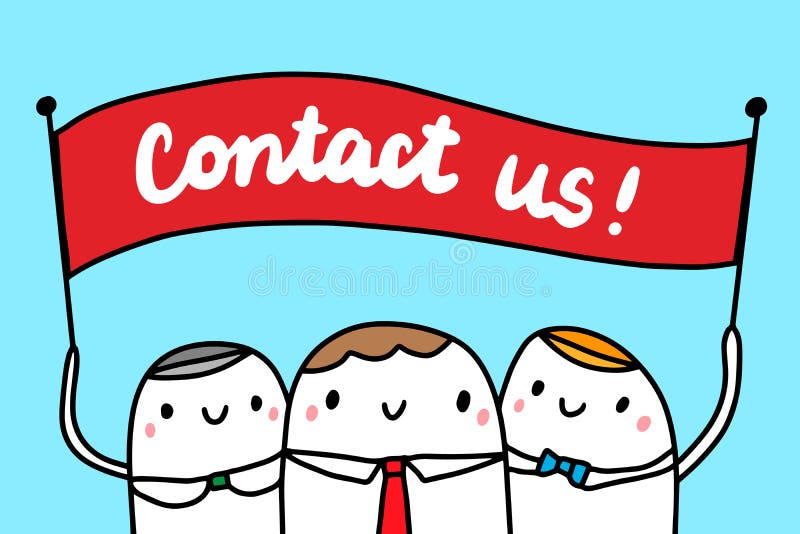 Contact Us Hand Drawn Illustration with Cartoon Businessmen People Stock  Illustration - Illustration of banners, drawn: 153294694