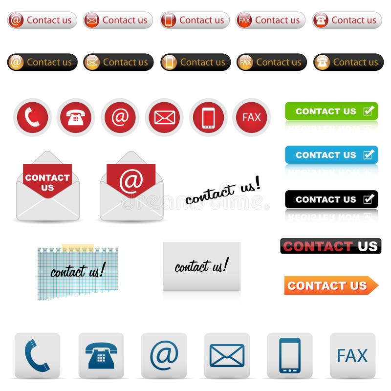 Un conjunto compuesto por diferente contáctenos iconos en blanco.