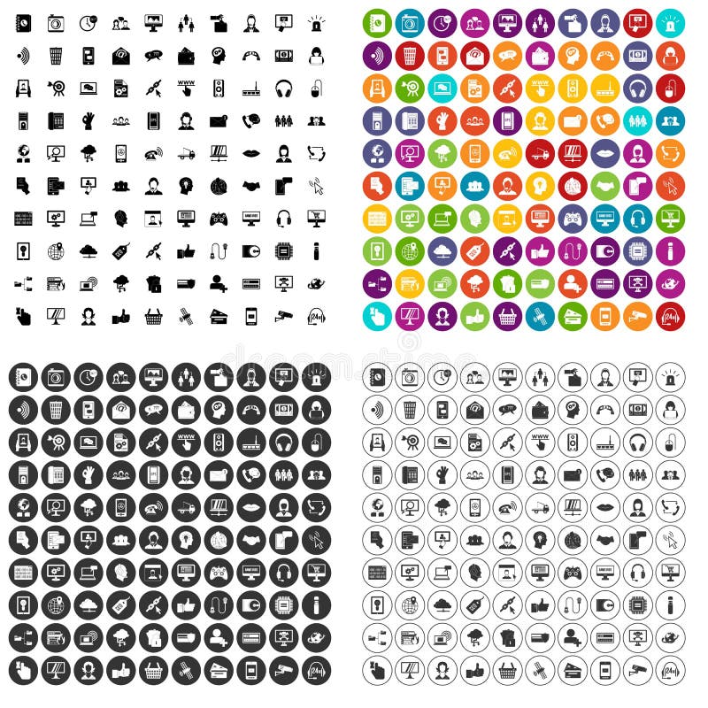 100 contact us icons set vector variant