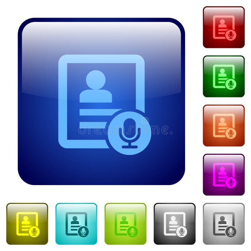 Contact voice calling color square buttons vector illustration
