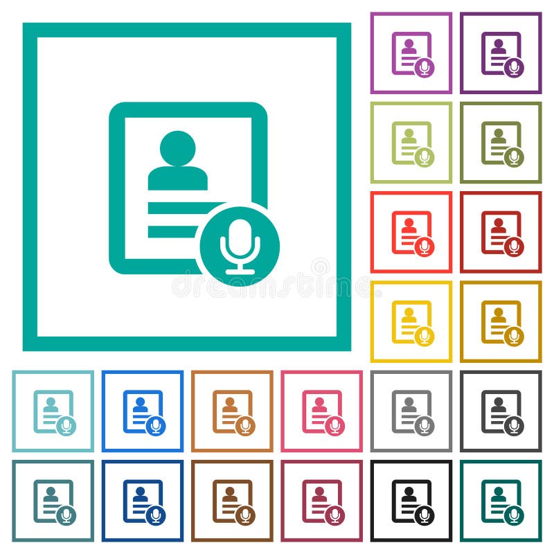 Contact voice calling flat color icons with quadrant frames royalty free illustration