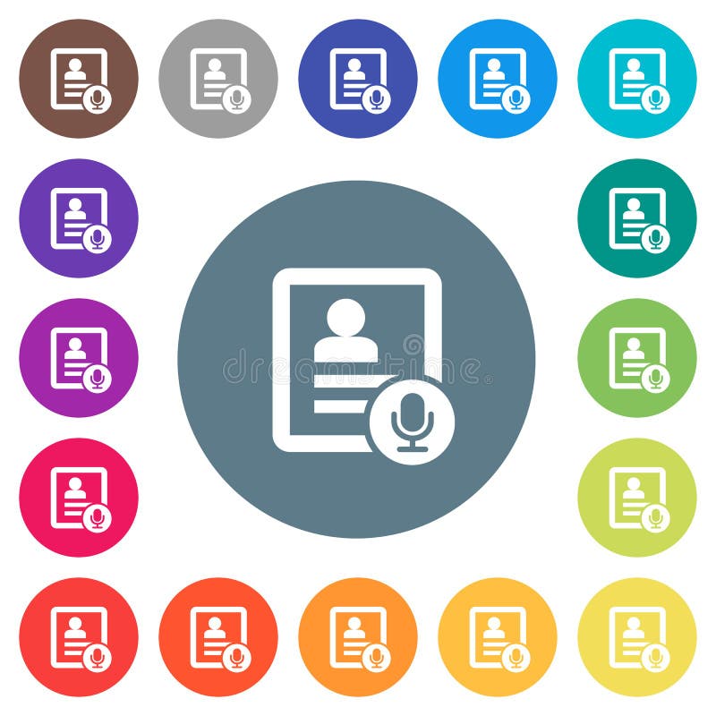 Contact voice calling flat white icons on round color backgrounds stock illustration