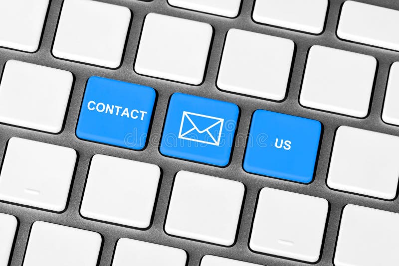 Contacteer ons blauwe sleutel stock afbeelding Contacteer ons blauwe sleutel stock afbeelding