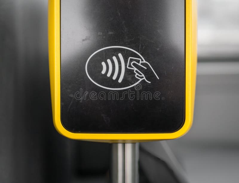 Contactless card and ticket validators for public transportation, in Bucharest Romania royalty free stock photography