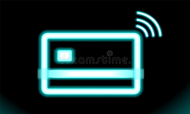 Contactless symbol wi-fi, trådlös lönteckenlogo NFC-teknologikreditkort Blå neonlampa, tecken, knapp för design på svart royaltyfri illustrationer Contactless symbol wi-fi, trådlös lönteckenlogo NFC-teknologikreditkort Blå neonlampa, tecken, knapp för design på svart royaltyfri illustrationer