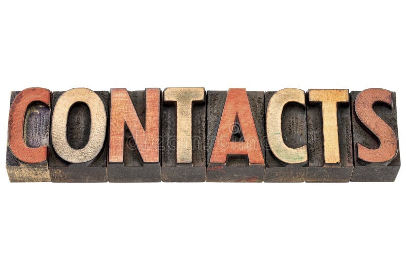 Contact word in wood type stock image. Image of connection  27950999