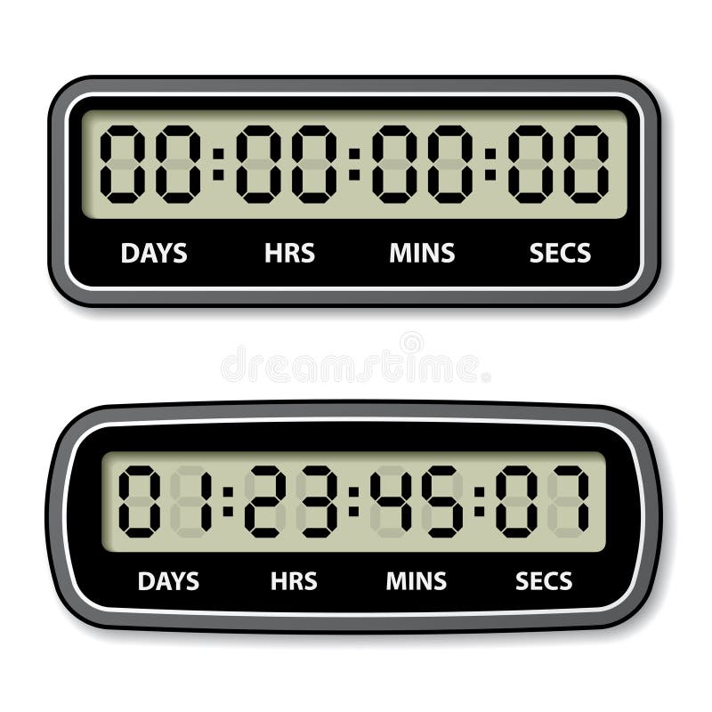 Contador preto do LCD - temporizador da contagem regressiva ilustração do vetor Contador preto do LCD - temporizador da contagem regressiva ilustração do vetor