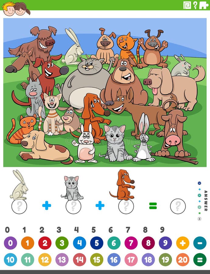 Brincadeira Lógica Matemática Animais De Caça De Yak Kangaroo E Gato.  Ilustração do Vetor - Ilustração de jogo, menino: 271390584