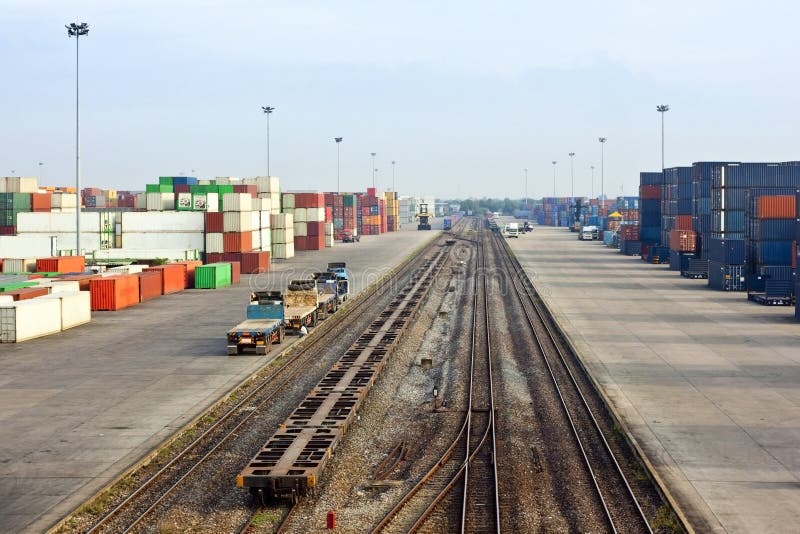 Container area in blue sky