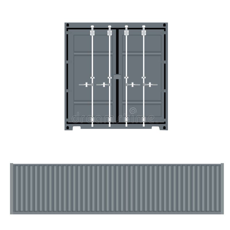 Container Back and Side View Stock Illustration - Illustration of grey ...