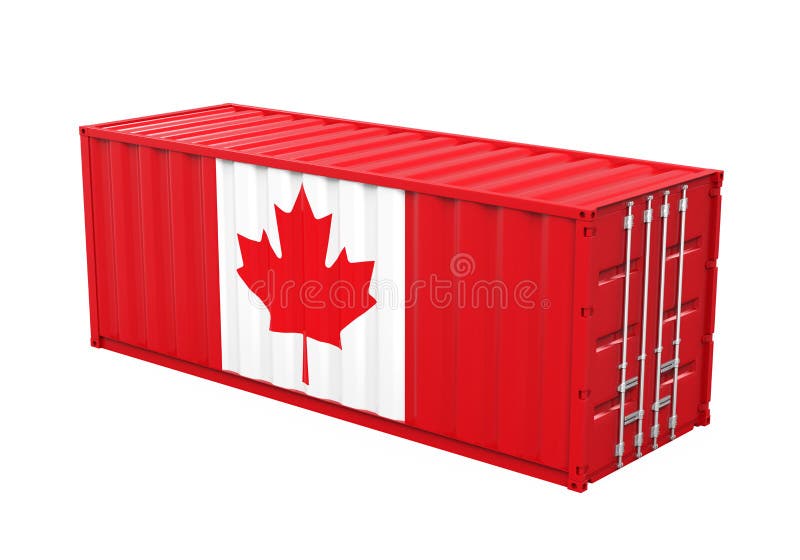 Container with Canadian Flag and Crane Hook Stock Illustration