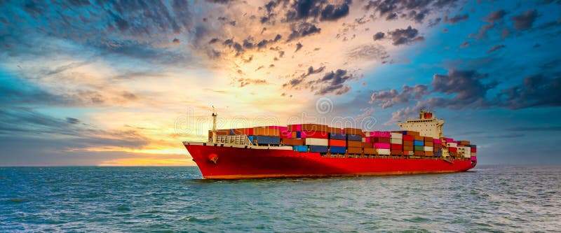 Container cargo ship, Freight shipping maritime vessel., Global business import export commerce trade logistic and transportation