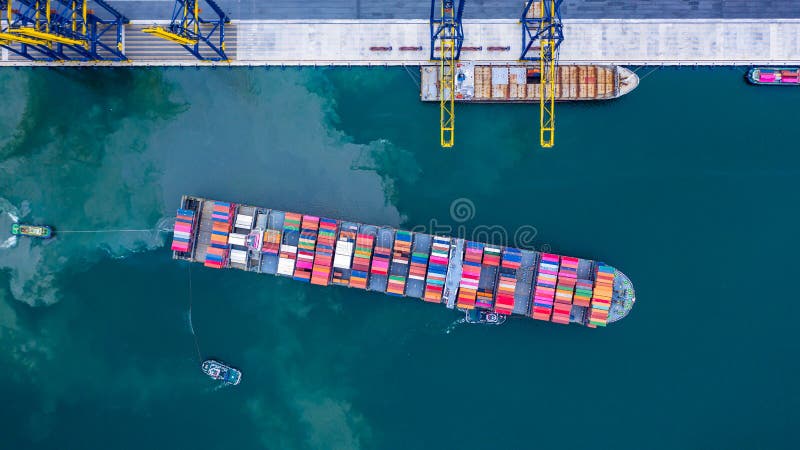 Container cargo ship, Freight shipping maritime vessel, Global business import export commercial trade logistic and transportation