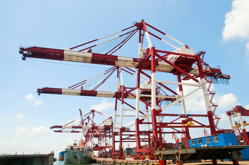 Container Cargo Ship Unloading