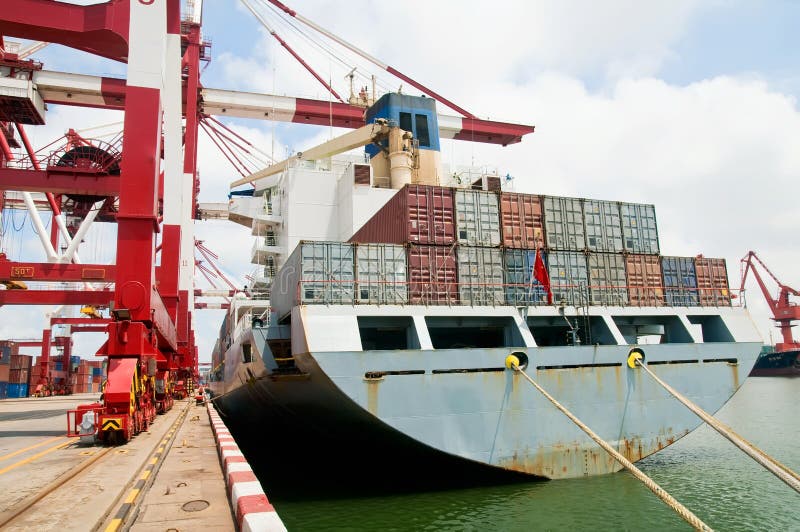 Container Cargo Ship Unloading